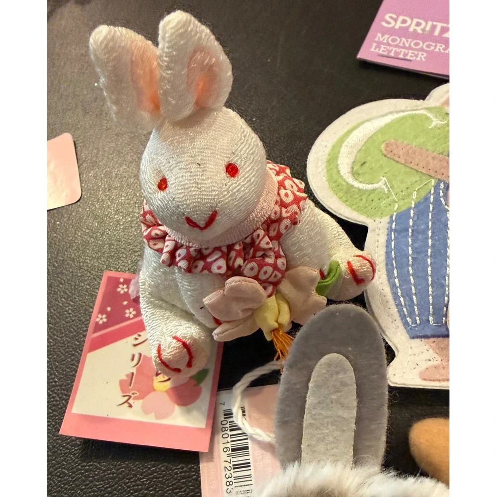 Target Holiday Christmas Ornament Lot Multicolor Bunny Rabbit Winter Spritz NEW